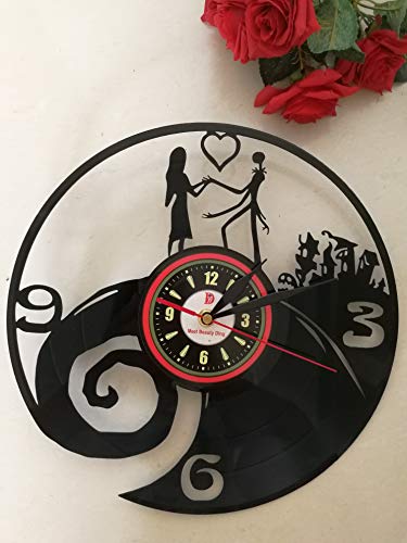 Meet Beauty pesadilla antes de Navidad amor 3d Vinyl Evolution Record reloj de pared – decorar casa con moderno gran Jack & Sally Disney caractère-meilleur Art Regalo para Niñas mamá amado niños