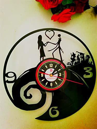 Meet Beauty pesadilla antes de Navidad amor 3d Vinyl Evolution Record reloj de pared – decorar casa con moderno gran Jack & Sally Disney caractère-meilleur Art Regalo para Niñas mamá amado niños