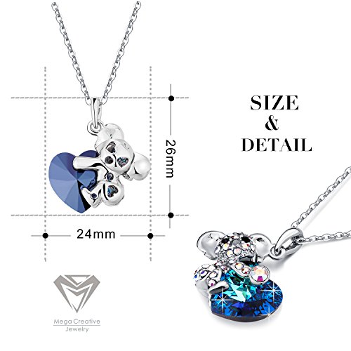 MEGA CREATIVE JEWELRY Collar para Mujer con Cristales Swarovski Corazón Azul Koala