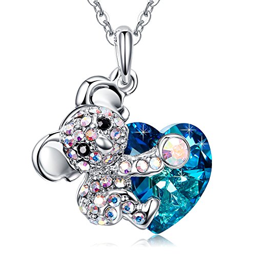 MEGA CREATIVE JEWELRY Collar para Mujer con Cristales Swarovski Corazón Azul Koala