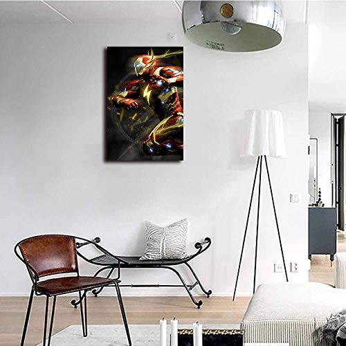 Megiri Art Decoración de pared, superhéroe, Iron man as flash, cuadro de arte sobre lienzo para decoración de pared, 61 x 91 cm, enmarcado