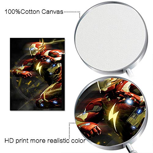 Megiri Art Decoración de pared, superhéroe, Iron man as flash, cuadro de arte sobre lienzo para decoración de pared, 61 x 91 cm, enmarcado