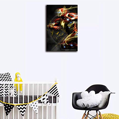 Megiri Art Decoración de pared, superhéroe, Iron man as flash, cuadro de arte sobre lienzo para decoración de pared, 61 x 91 cm, enmarcado