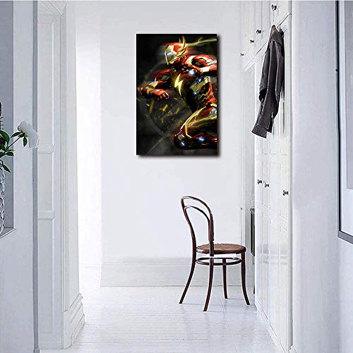 Megiri Art Decoración de pared, superhéroe, Iron man as flash, cuadro de arte sobre lienzo para decoración de pared, 61 x 91 cm, enmarcado