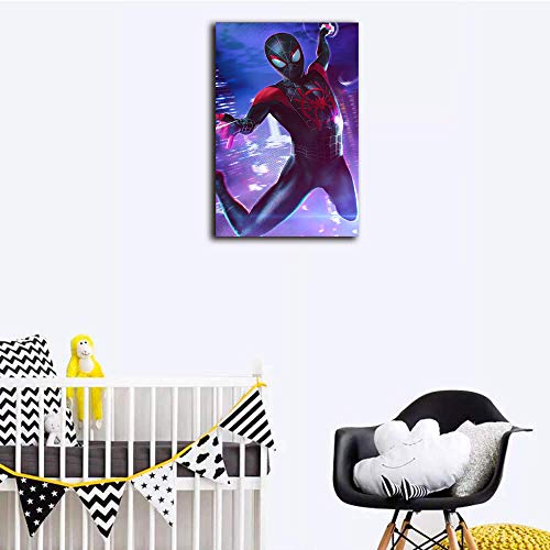 Megiri - Cuadro de pared para sala de estar, diseño de superhéroe, araña roja, pintura sobre lienzo para pared para baño, dormitorio, sala de estar, pared, 61 x 91 cm, sin marco