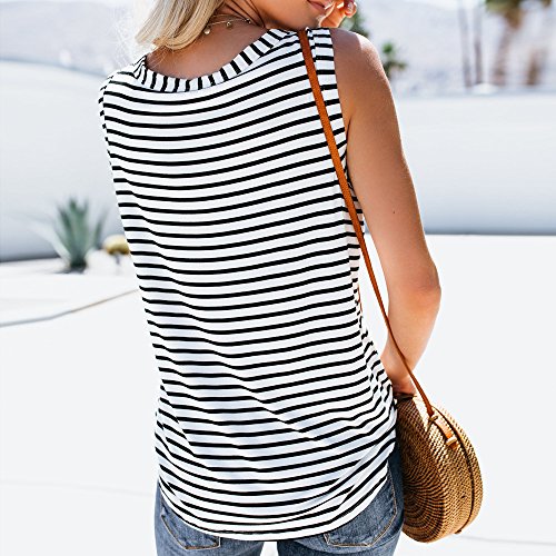 MEIbax Camisetas de Tirantes para Mujer Tank Tops/Cuello en v Raya/Mujeres Camisetas sin Mangas Dama Blusa Camisas Chaleco Fitness Deportiva Verano Deporte Gimnasio Casual Suelta Deportivo Yoga