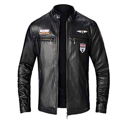 MEIbax Casual Chaqueta de la Motocicleta Biker de Cremallera para Hombre de Manga Larga Moda Slim Elegante Cazadoras Cuero de Hombre Abrigo de Invierno Caliente Chaqueta Capa Gruesa Calor Grueso
