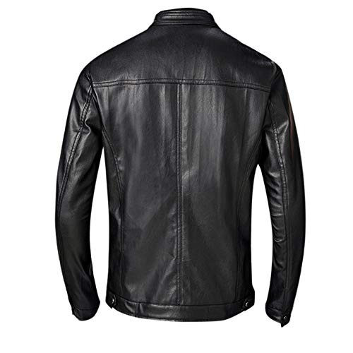 MEIbax Casual Chaqueta de la Motocicleta Biker de Cremallera para Hombre de Manga Larga Moda Slim Elegante Cazadoras Cuero de Hombre Abrigo de Invierno Caliente Chaqueta Capa Gruesa Calor Grueso