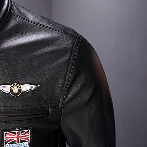 MEIbax Casual Chaqueta de la Motocicleta Biker de Cremallera para Hombre de Manga Larga Moda Slim Elegante Cazadoras Cuero de Hombre Abrigo de Invierno Caliente Chaqueta Capa Gruesa Calor Grueso