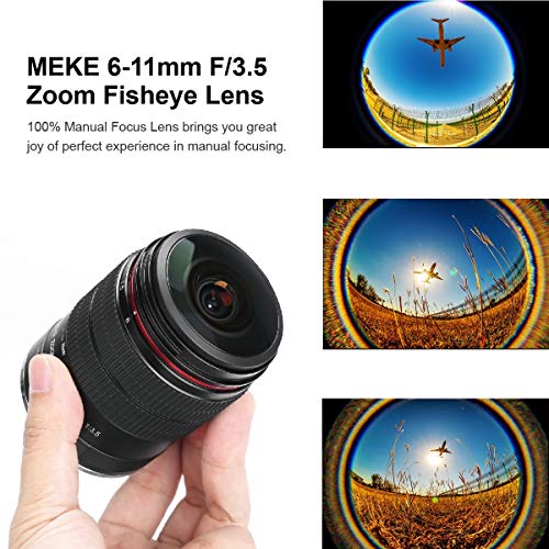 MEIKE 6-11mm F/3.5 Fish Eye Zoom Lens APS-C Frame Compatible with Canon Camera Such as 70D 80D
