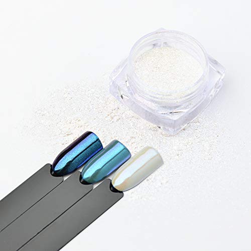 MEILINDS - 3 cajas de 1 g de polvo de uñas efecto espejo negro, perla y plata, cromo y neón, para manicura