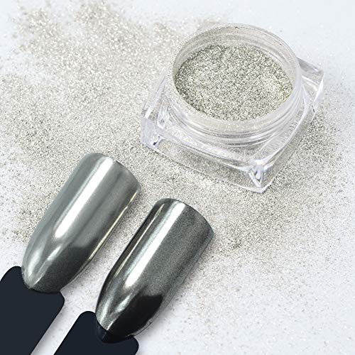 MEILINDS - 3 cajas de 1 g de polvo de uñas efecto espejo negro, perla y plata, cromo y neón, para manicura