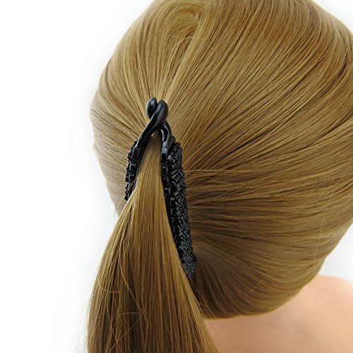Meilliwish Rosario Hermosa Pinza de pelo de plátano para mujeres chicas (H67)(Black)