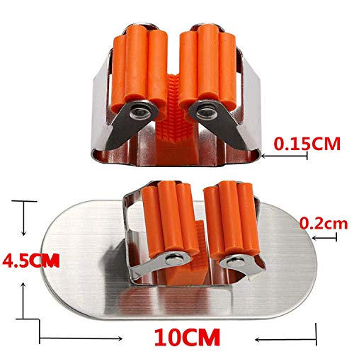Meiyijia Organizador de pared para trapeadores escobas,Colgador Escobas Autoadhesivo,304 Acero inoxidable nunca se oxida,4 Piezas