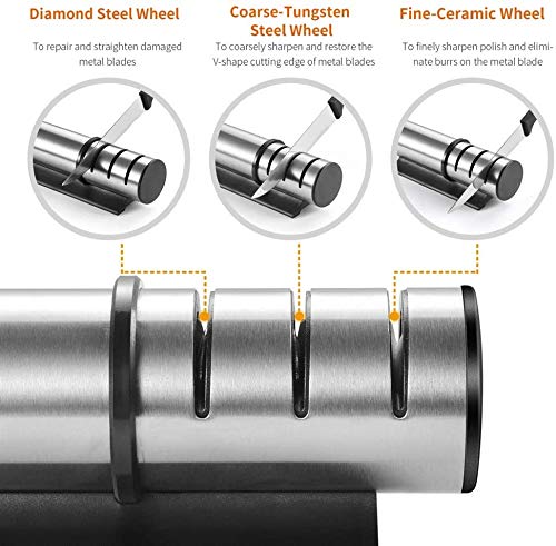 Mejor Profesional afilador de cuchillos 3 Herramienta Etapa cocina de acero inoxidable for la restauración de la maquinilla de afeitar debido a sus hojas