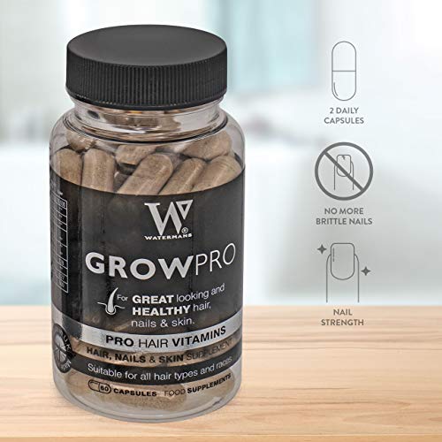 Mejores vitaminas para el cabello - GrowPro - Hair Growth Supplements con fórmula fortalecedora de uñas para uñas más fuertes y largas