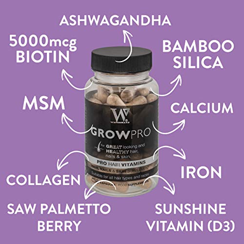 Mejores vitaminas para el cabello - GrowPro - Hair Growth Supplements con fórmula fortalecedora de uñas para uñas más fuertes y largas