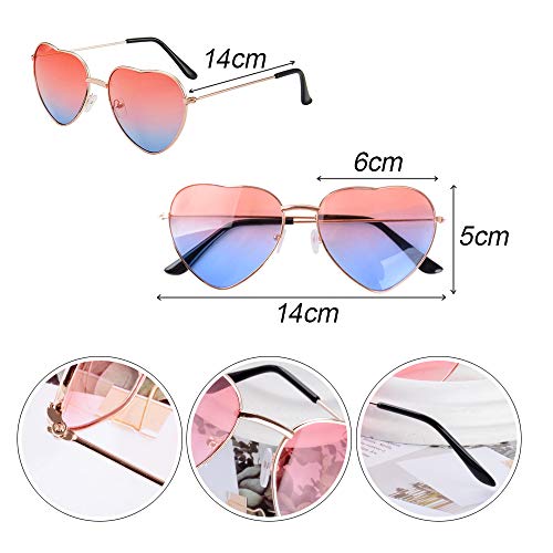 MEJOSER 6 Gafas Divertidas en Forma de Corazón Gafas Fiesta Disfraz Tropical Hawaiana Hippie Boda de Colores