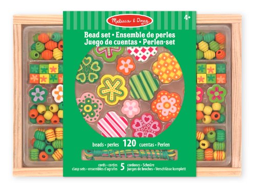 Melissa & Doug - Flores abundantes, Juego de Cuentas de Madera (14178)