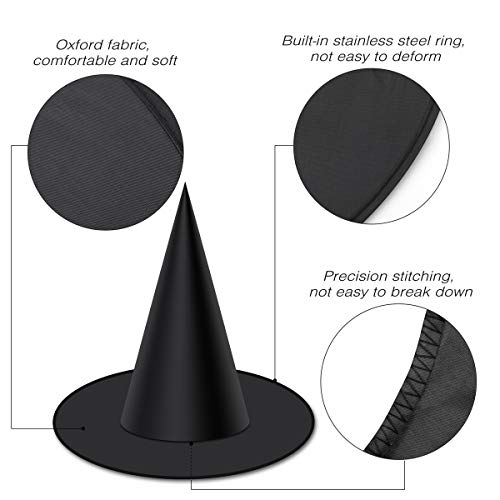 MELLIEX 10pcs Sombreros de Bruja de Halloween Accesorio de Disfraz de Sombrero de Fiesta de Bruja Negra para Mujeres Hombres Niños