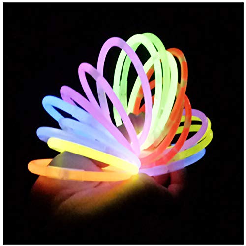 Melodycp Parte Camping luz Brillante apoyos Paquete Light Stick 100 Lámpara Grass Village Fluorescent UV Bracelet and Connector (Mixto)