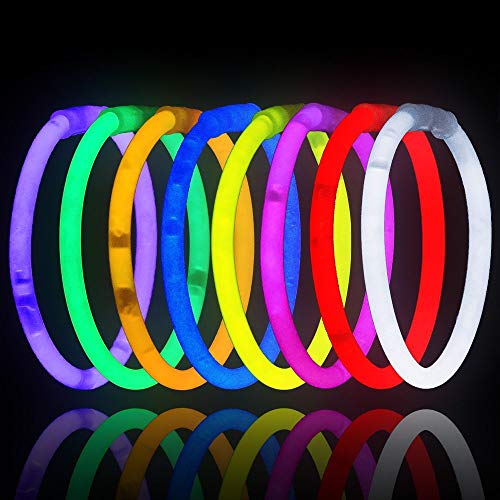 Melodycp Parte Camping luz Brillante apoyos Paquete Light Stick 100 Lámpara Grass Village Fluorescent UV Bracelet and Connector (Mixto)