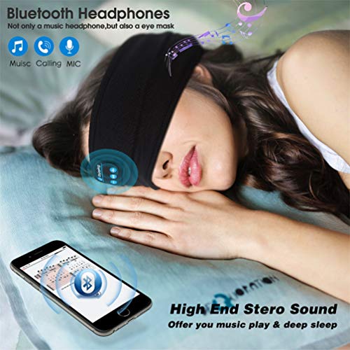 Meng Máscara para Dormir con Bluetooth, Auriculares con Máscara para Los Ojos Inalámbricos con Bluetooth 5.0 Y Estéreo De Alta Definición, La Máscara para Dormir En 3D,Negro