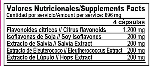 MenoPause | Formula de ultima generacion que combate los sintomas de la menopausia | Flavonoides citricos | Isoflavonas de Soja | Salvia | Eleuterococo | Lupulo | 90 Capsulas