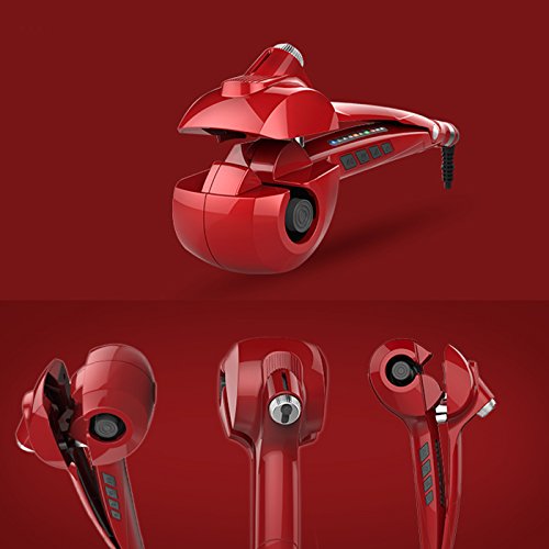 MENQANG Rizador Automático, Rizador Vapor Cerámico con tres temperaturas y tres direcciones de rizado, nutre el cabello y crea rizos perfectos, adecuados para todo el cabello. (Rojo)