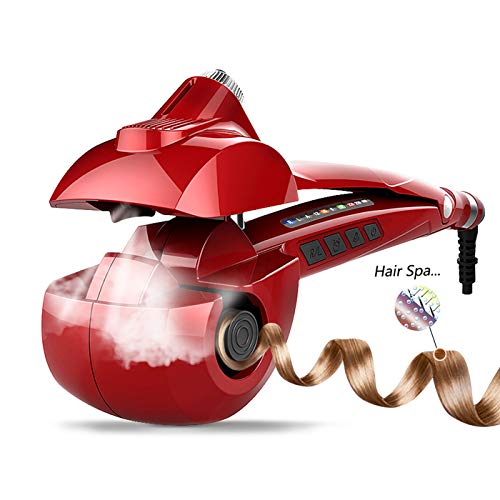 MENQANG Rizador Automático, Rizador Vapor Cerámico con tres temperaturas y tres direcciones de rizado, nutre el cabello y crea rizos perfectos, adecuados para todo el cabello. (Rojo)