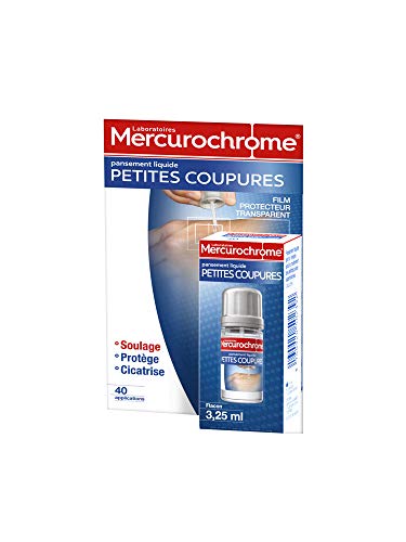 Mercurochrome - Apósito líquido para pequeños cortes – Frasco de 3,25 ml
