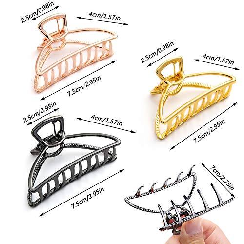 Metal Pelo Horquillas, Comius Sharp 3 Piezas de Clips de Pelo Antideslizantes, Metal Grandes para Mujeres Niñas Hebillas de Pelo para Sujetar Pelo,Pinzas para el Cabello de Media Luna.
