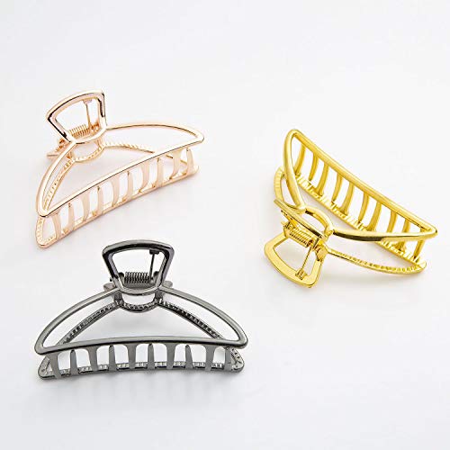 Metal Pelo Horquillas, Comius Sharp 3 Piezas de Clips de Pelo Antideslizantes, Metal Grandes para Mujeres Niñas Hebillas de Pelo para Sujetar Pelo,Pinzas para el Cabello de Media Luna.