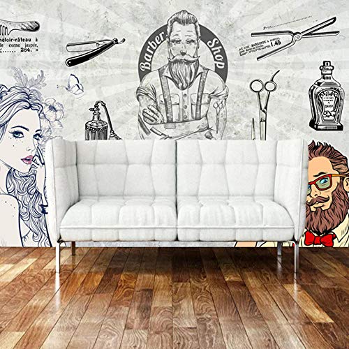 MGQSS fondo de pantalla mural Peluquería de moda peluquería vintage Autoadhesivo 3D póster foto Hogar decoración dormitorio sala cocina televisión corredor oficina Cuarto de los niños (W)400x(H)280 cm