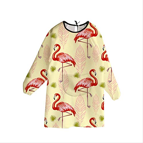 mhde Delantales Delantal De Manga Larga Impermeable Y A Prueba De Aceite Vestido De Cocina De Moda Coreana Monos Femeninos Adultos Lindos   Flamingo 2
