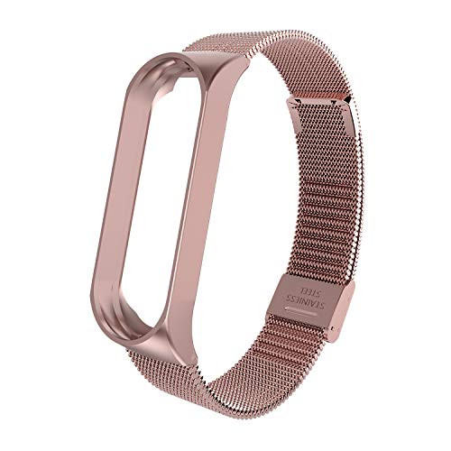 Mi Band 3 Correa de Metal BDIG Pulsera para Xiaomi Mi Band 3 Correa de Acero Inoxidable Agradable (No Host) (Melan Rosa)