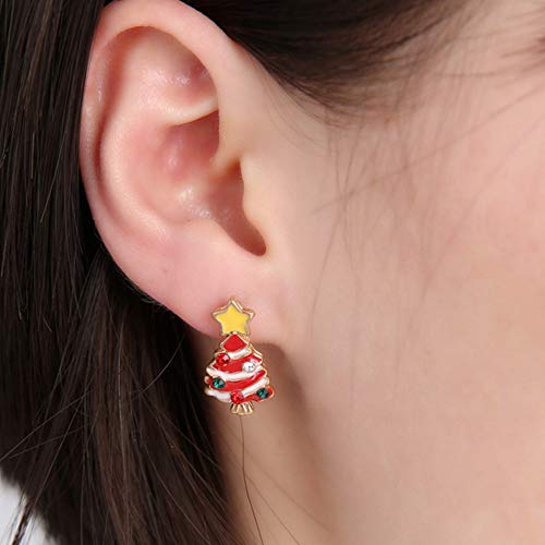 mi ji Joyería 6 Pares Pendiente de la Navidad Mujeres del oído del Perno Prisionero de Navidad Conjunto de Dibujos Animados de los cascabeles del oído del Perno Prisionero de los Regalos de Navid