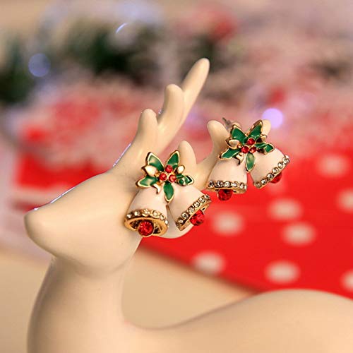 mi ji Joyería 6 Pares Pendiente de la Navidad Mujeres del oído del Perno Prisionero de Navidad Conjunto de Dibujos Animados de los cascabeles del oído del Perno Prisionero de los Regalos de Navid