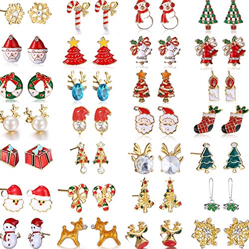 mi ji Joyería 6 Pares Pendiente de la Navidad Mujeres del oído del Perno Prisionero de Navidad Conjunto de Dibujos Animados de los cascabeles del oído del Perno Prisionero de los Regalos de Navid