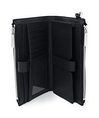 Michael Kors Jet Set Travel Double Zip Saffiano Cartera de cuero para pulsera (Saffiano/Silver Hardware)