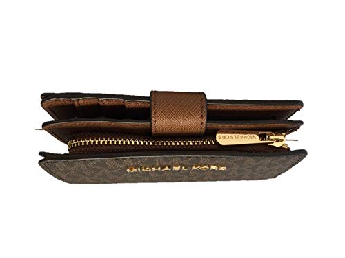 Michael Kors Jet Set Travel Medium Bifold Zip coin Wallet - Brown