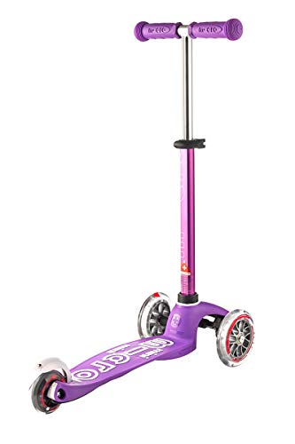 Micro® Mini Deluxe, Original Design, Patinete 3 Ruedas, 2-5 Años, Peso 1,95kg, Carga Máx: 50kg, Altura 48-68cm, Ruedas PU 120/80mm, Rodamientos ABEC 9, Plataforma antideslizante (Morado)