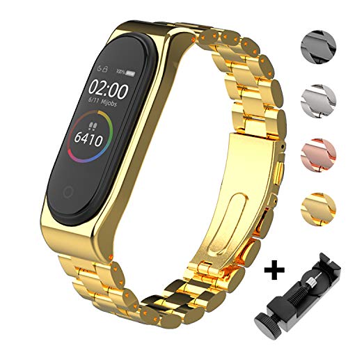 Mijobs Correas de Mi Band 5 Mi Band 4&3 Correa Bracelet, Wrist Strap Replacement Band Correa Pulsera Acero para Mi Band 5/4/3 Correa(No Host)
