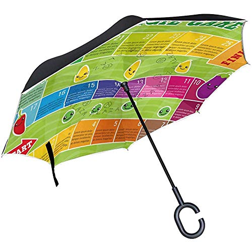Mike-Shop Veggie Game Paraguas invertido Doble Capa Protección contra el Viento Protección UV Paraguas invertido