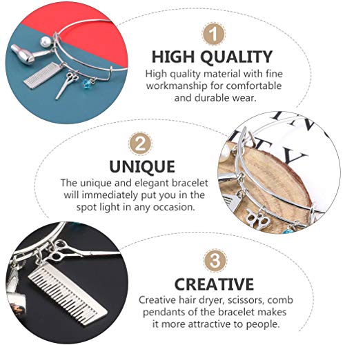 MILISTEN Pulseras de Brazalete Expandibles Brazaletes de Alambre Secador de Pelo Peine Pulsera de Tijera Brazaletes de Peluquería para Regalos de Peluquería
