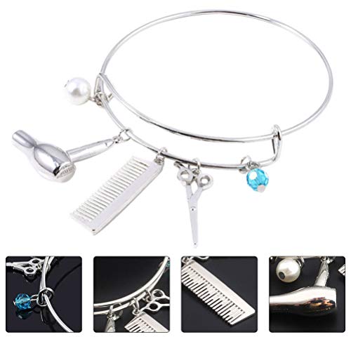 MILISTEN Pulseras de Brazalete Expandibles Brazaletes de Alambre Secador de Pelo Peine Pulsera de Tijera Brazaletes de Peluquería para Regalos de Peluquería