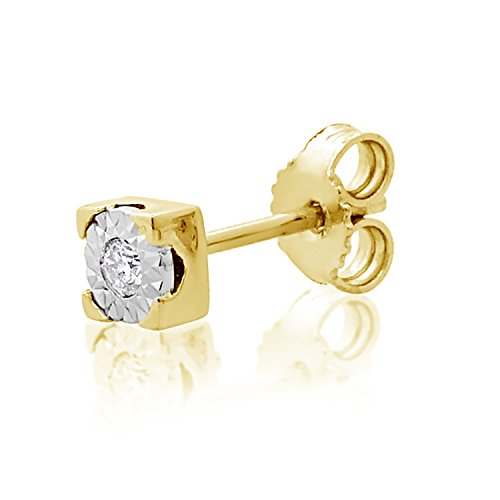 MILLE AMORI ∞ Mono Pendiente Oro y Diamantes Mujer Hombre - Oro Amarillo 9 Kt 375 ∞ Diamantes 0.015 Kt - joyas de fantasía