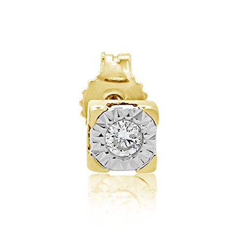 MILLE AMORI ∞ Mono Pendiente Oro y Diamantes Mujer Hombre - Oro Amarillo 9 Kt 375 ∞ Diamantes 0.015 Kt - joyas de fantasía