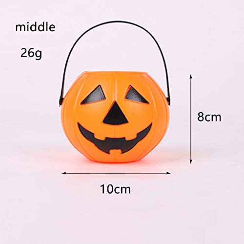 MINGZE Cubo de Calabaza de plástico de Halloween, para niños de Halloween Accesorios Decoraciones Barril del Caramelo Fiesta Conteniotre de Dulces (Grande, 1 Piezas)
