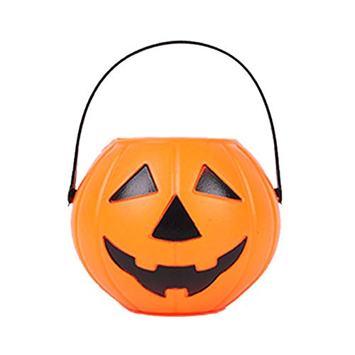 MINGZE Cubo de Calabaza de plástico de Halloween, para niños de Halloween Accesorios Decoraciones Barril del Caramelo Fiesta Conteniotre de Dulces (Grande, 1 Piezas)